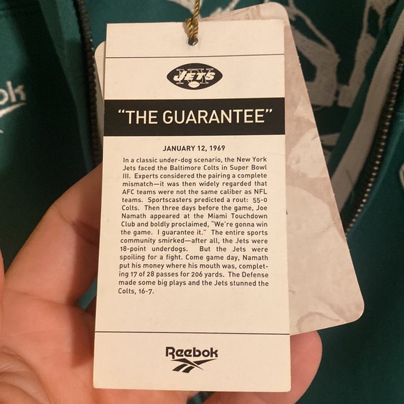 Reebok NFL The Greatest Collection Joe Namath Jets Jacket Size XL New With Tags - Picture 4 of 9